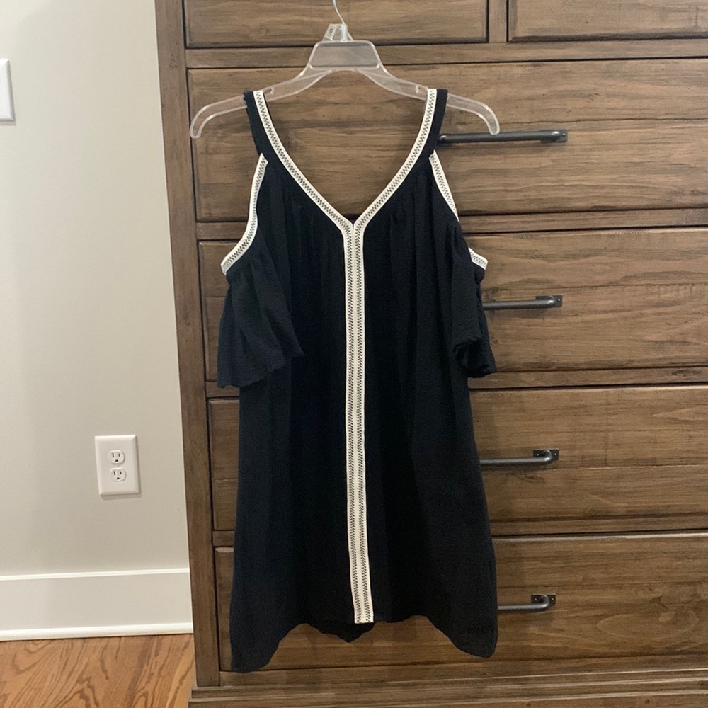 Fully lined, black off the shoulder dress